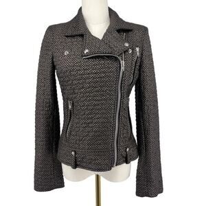 IRO Camy Moto Jacket Perforated Metallic Brown & Black Size EU 38